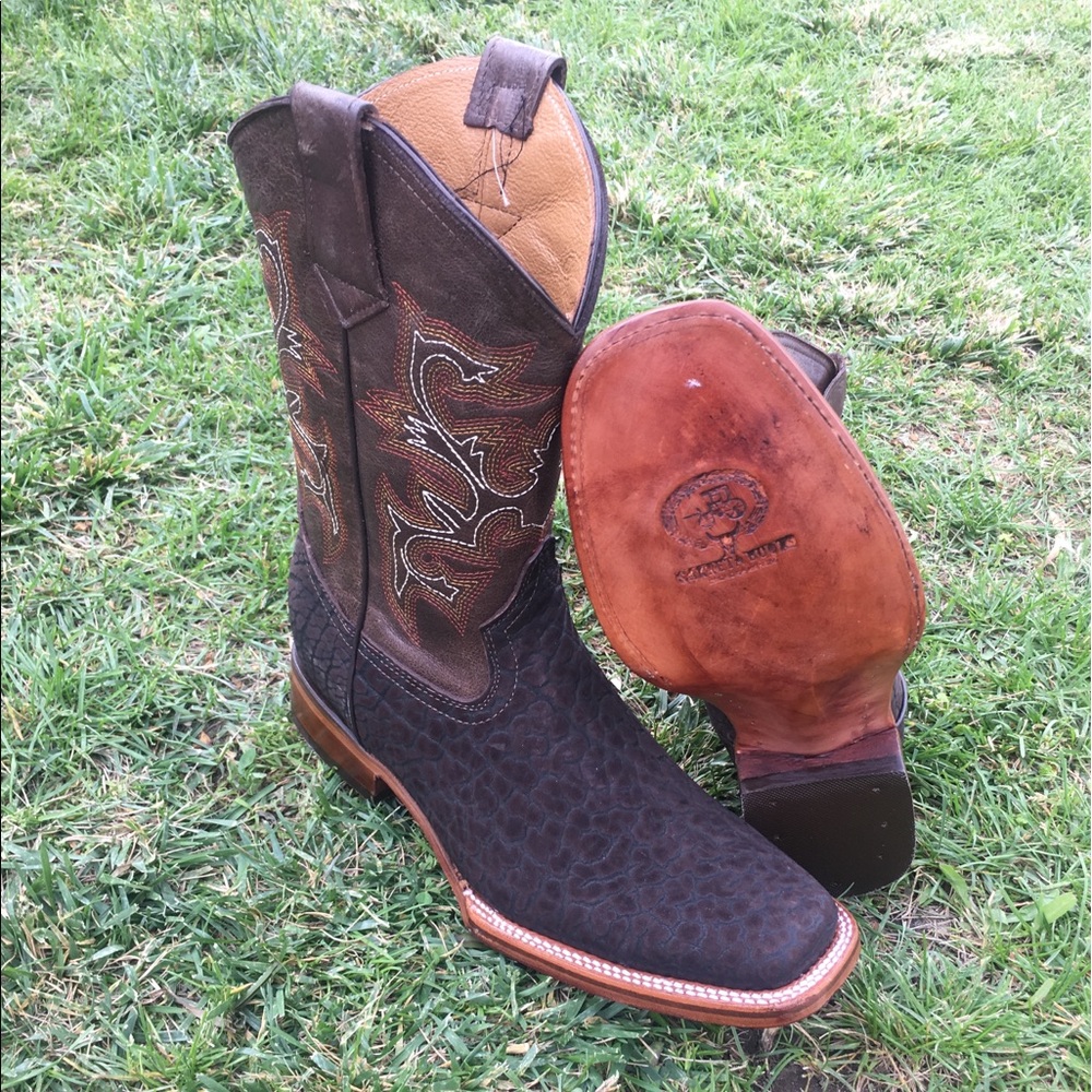 MEN'S WESTERN RODEO COWBOY BOOTS BULL NECK LEATHER BROWN BOTA VAQUERA TORO 722